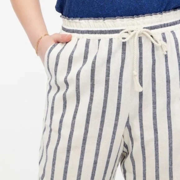 J. Crew Striped Linen-Cotton Wide-Leg Paper-Bag Pant 20859 - Picture 4 of 11
